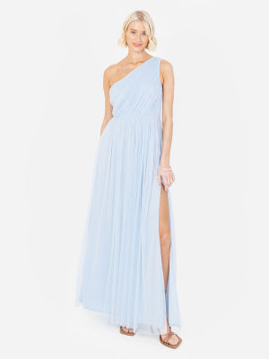 Anaya With Love Recycled Light Blue One Shoulder Maxi Dress