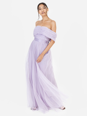 Anaya With Love Recycled Dusty Lilac Bardot Maxi Dress