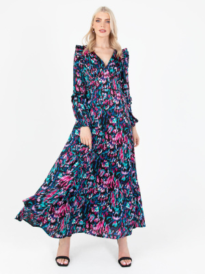 Lovedrobe Luxe Abstract Print Satin Midi Dress 