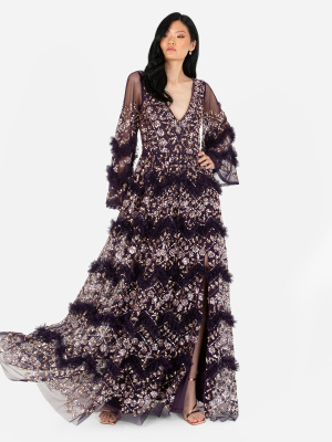 Maya Purple Fully Embellished Maxi Dress