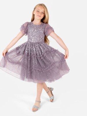 Mini Maya Moody Lilac Fully Embellished Midi Dress