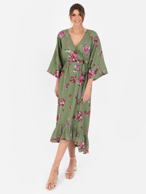Lovedrobe Green Floral High-Low Midi Dress