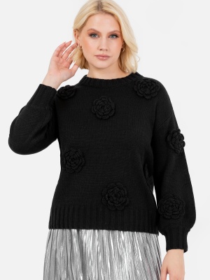 Lovedrobe Black Floral Applique Jumper 