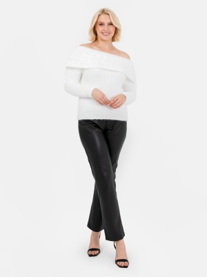 Lovedrobe Ivory Pearl Bardot Jumper