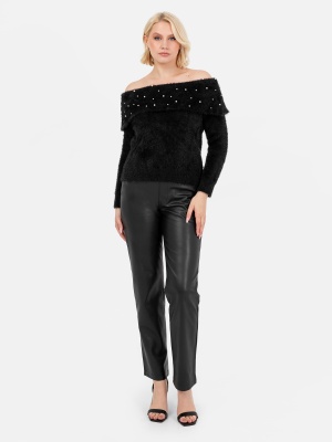 Lovedrobe Black Pearl Bardot Jumper