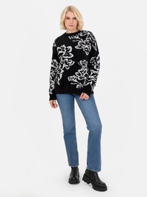 Lovedrobe Black & White Floral Jacquard Jumper