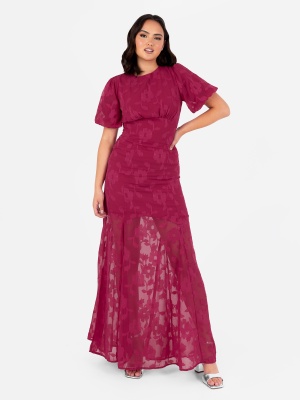 Anaya with Love Pink Floral Jacquard Maxi Dress