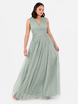 Anaya With Love Recycled Frosty Green Sleeveless V Neck Maxi Dress