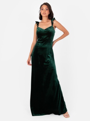 Maya Velvet Emerald Strappy Tie Back Maxi Dress