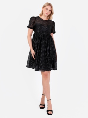 Lovedrobe Black Zig-Zag Mini Dress