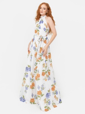 Anaya With Love Recycled Floral Self-Tie Halter Neck Maxi Dress