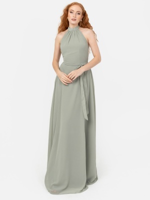 Anaya With Love Frosty Green  Self-Tie Halter Neck Maxi Dress