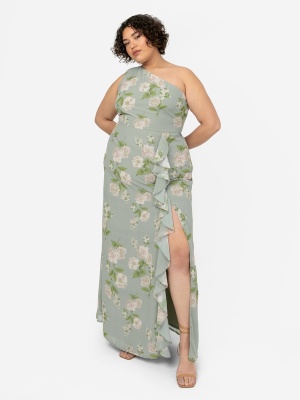 Anaya With Love Recycled Floral One Shoulder Ruffle Maxi Dress